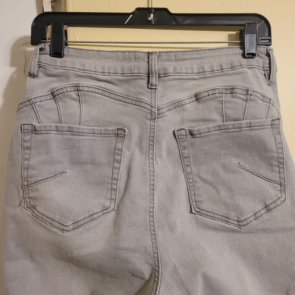 Fashion Nova Beacon Body Lifting Ripped High Rise Stretch Skinny Gray Denim SZ11 - Picture 6 of 14